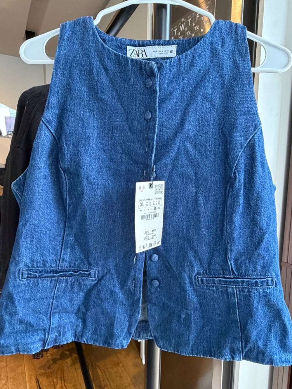 NWT Zara Denim Vest Button Front Medium Wash Size XL